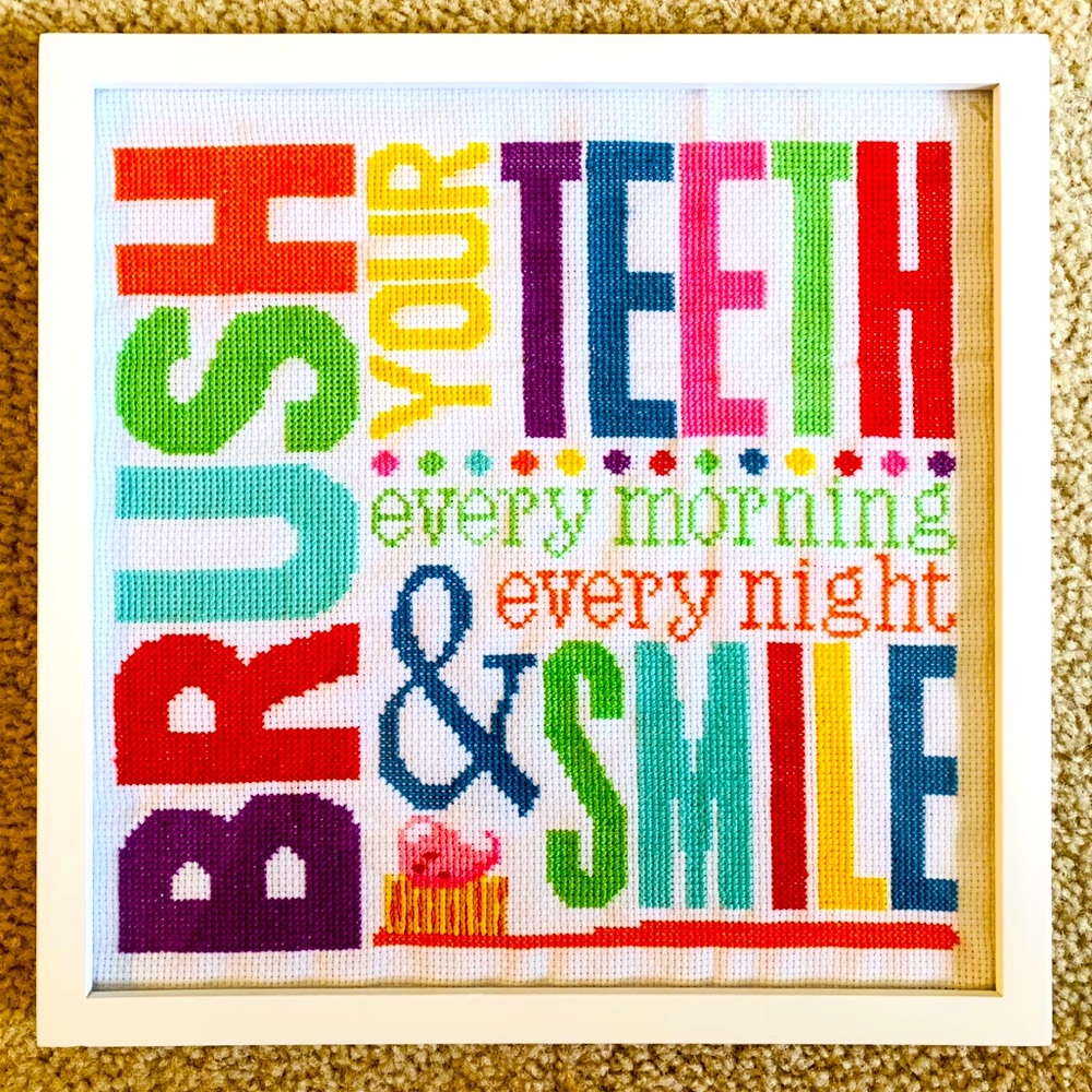 Completed Cross Stitch, frame included, wall decor